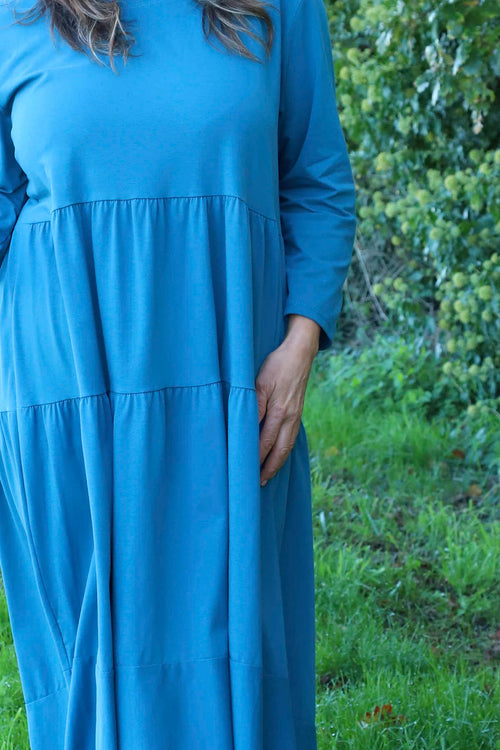 Callady Tiered Cotton Dress Teal - Image 3
