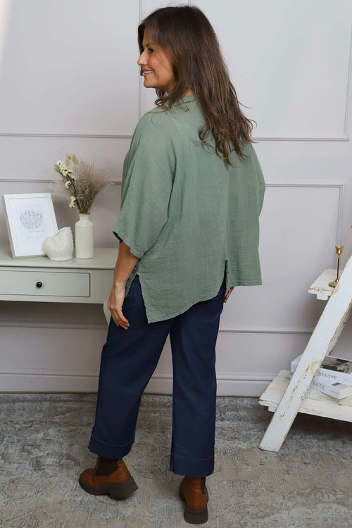 Isolde Linen Top Khaki - Image 4