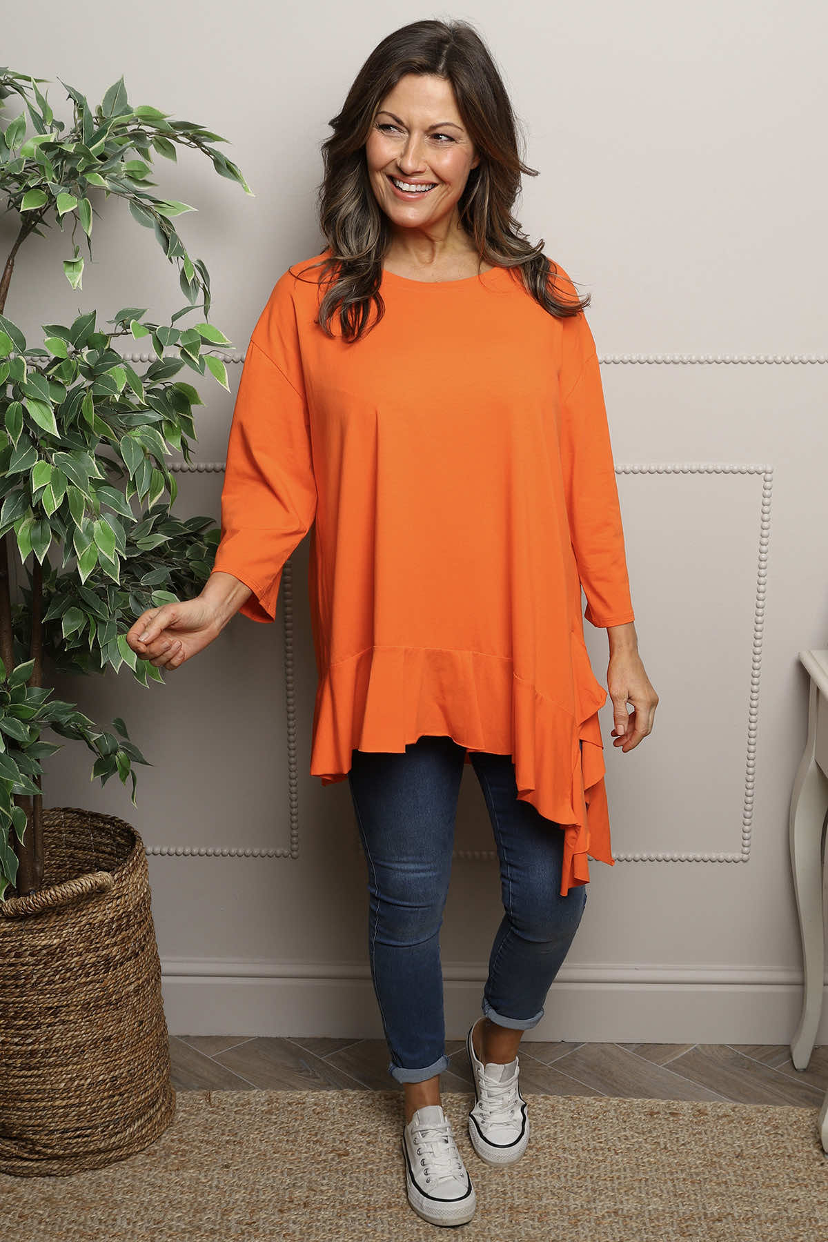 Carey Frill Cotton Top Orange