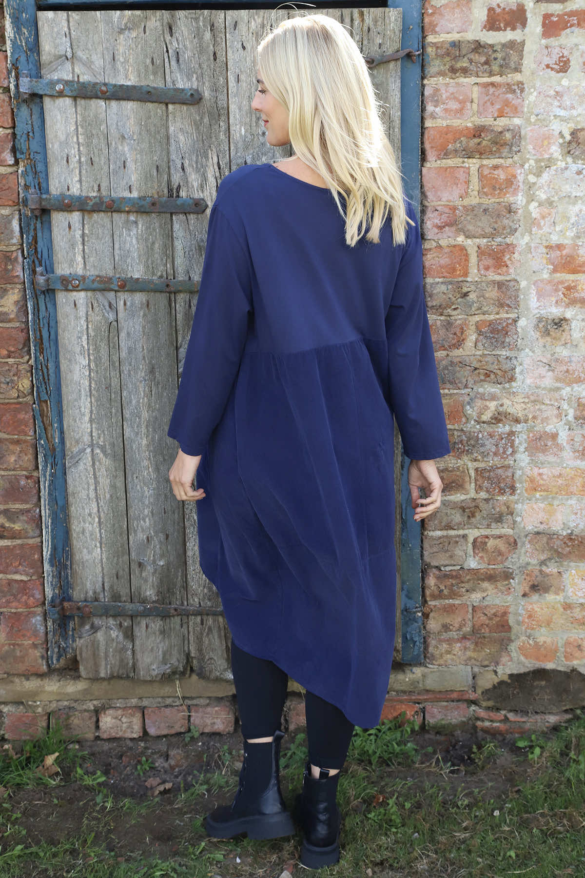 Arden Needlecord Dress Navy