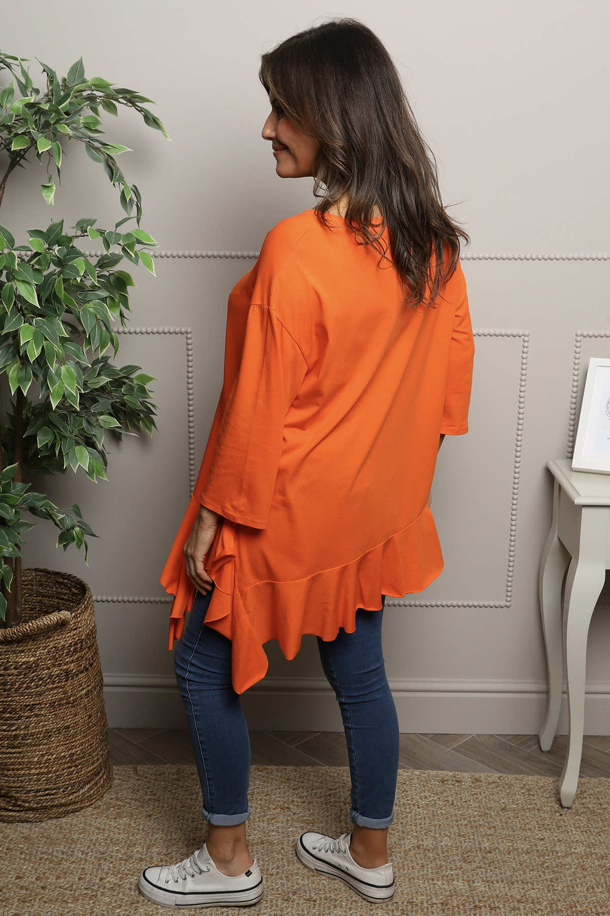 Carey Frill Cotton Top Orange