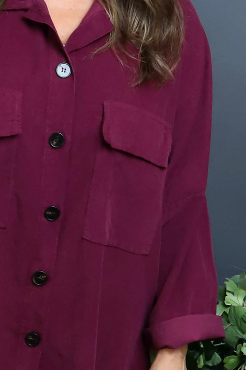 Justina Needlecord Shirt Burgundy - Image 3