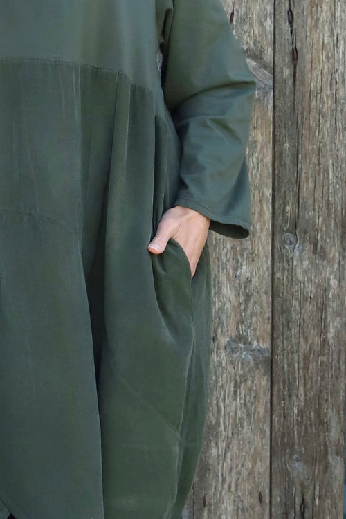 Arden Needlecord Dress Khaki - Image 3