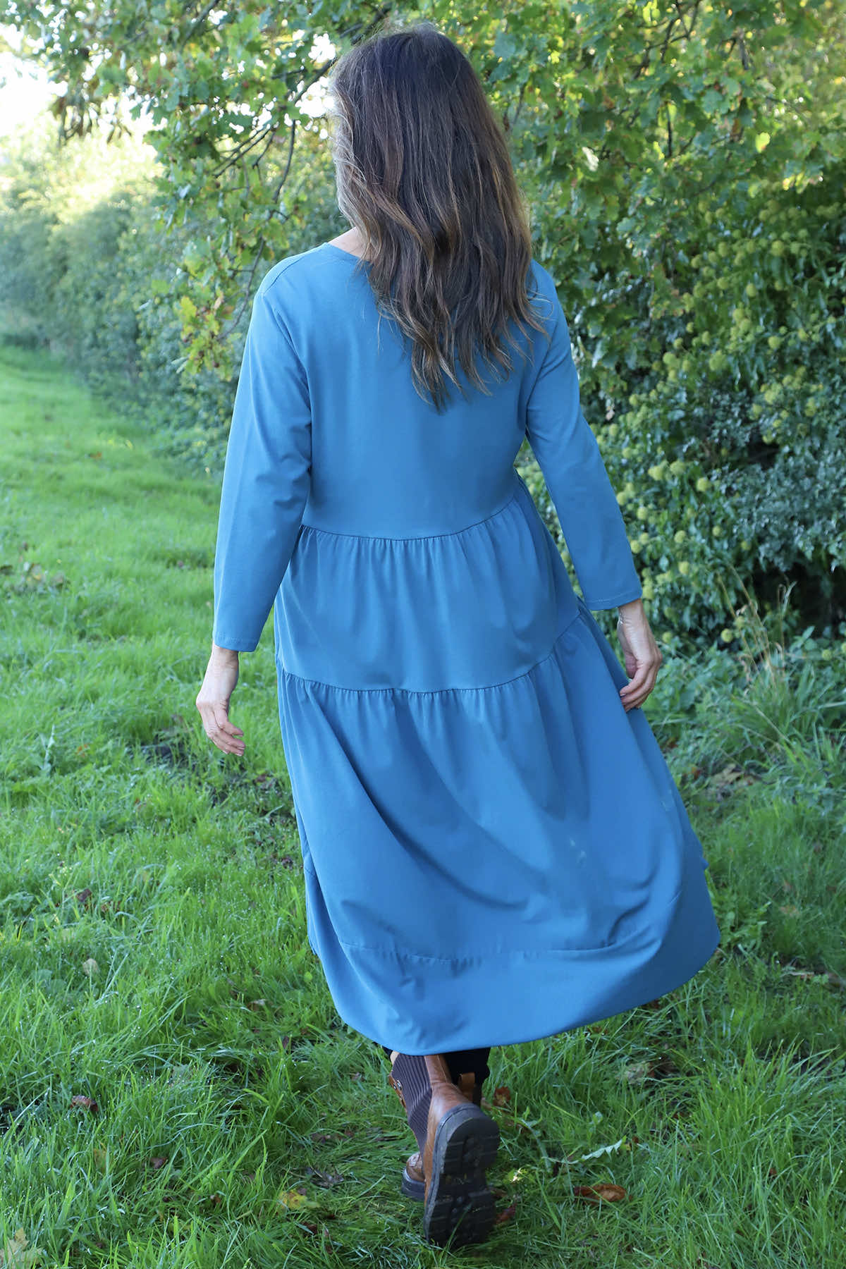 Callady Tiered Cotton Dress Teal