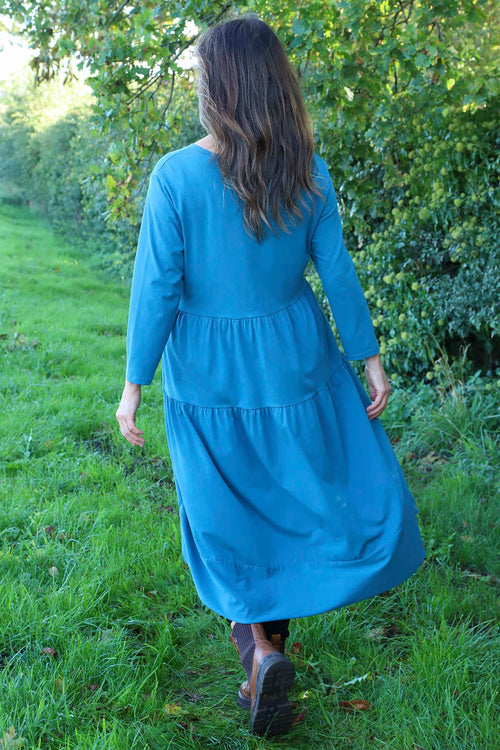 Callady Tiered Cotton Dress Teal - Image 4