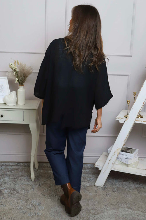 Isolde Linen Top Black - Image 4