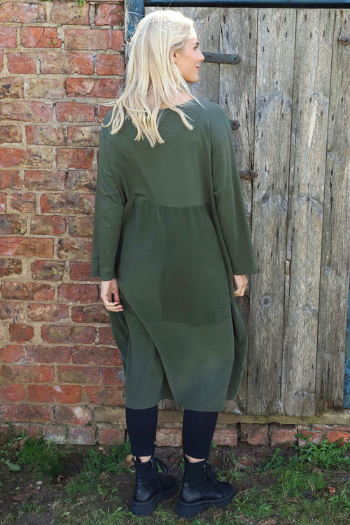 Arden Needlecord Dress Khaki - Image 4