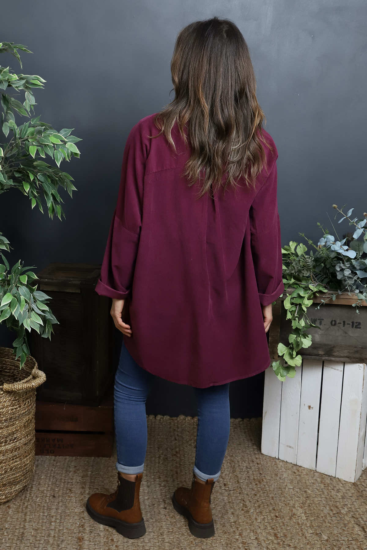 Justina Needlecord Shirt Burgundy