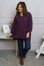 Nulvi V-Neck Linen Top Purple