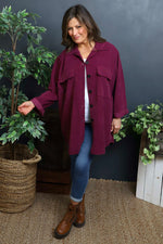 Justina Needlecord Shirt Burgundy Burgundy - Justina Needlecord Shirt Burgundy