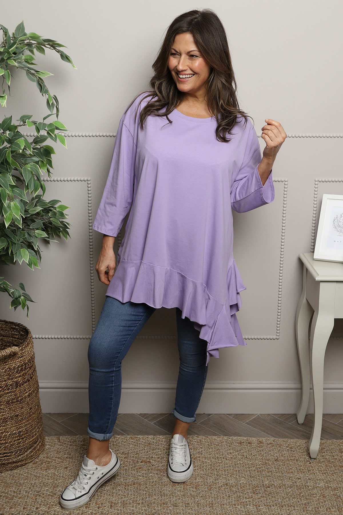 Carey Frill Cotton Top Lilac