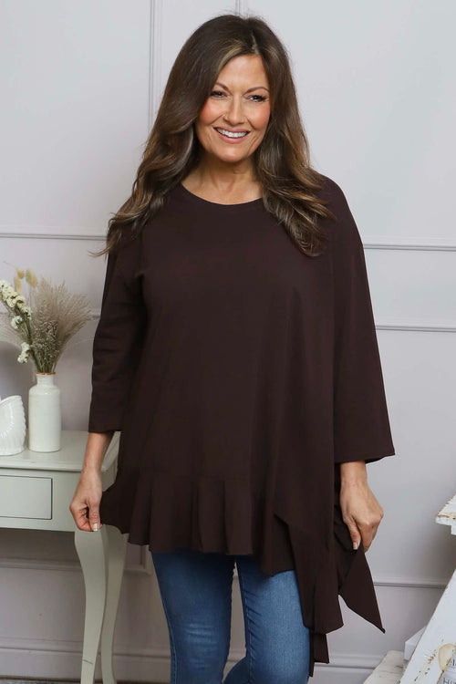 Carey Frill Cotton Top Cocoa