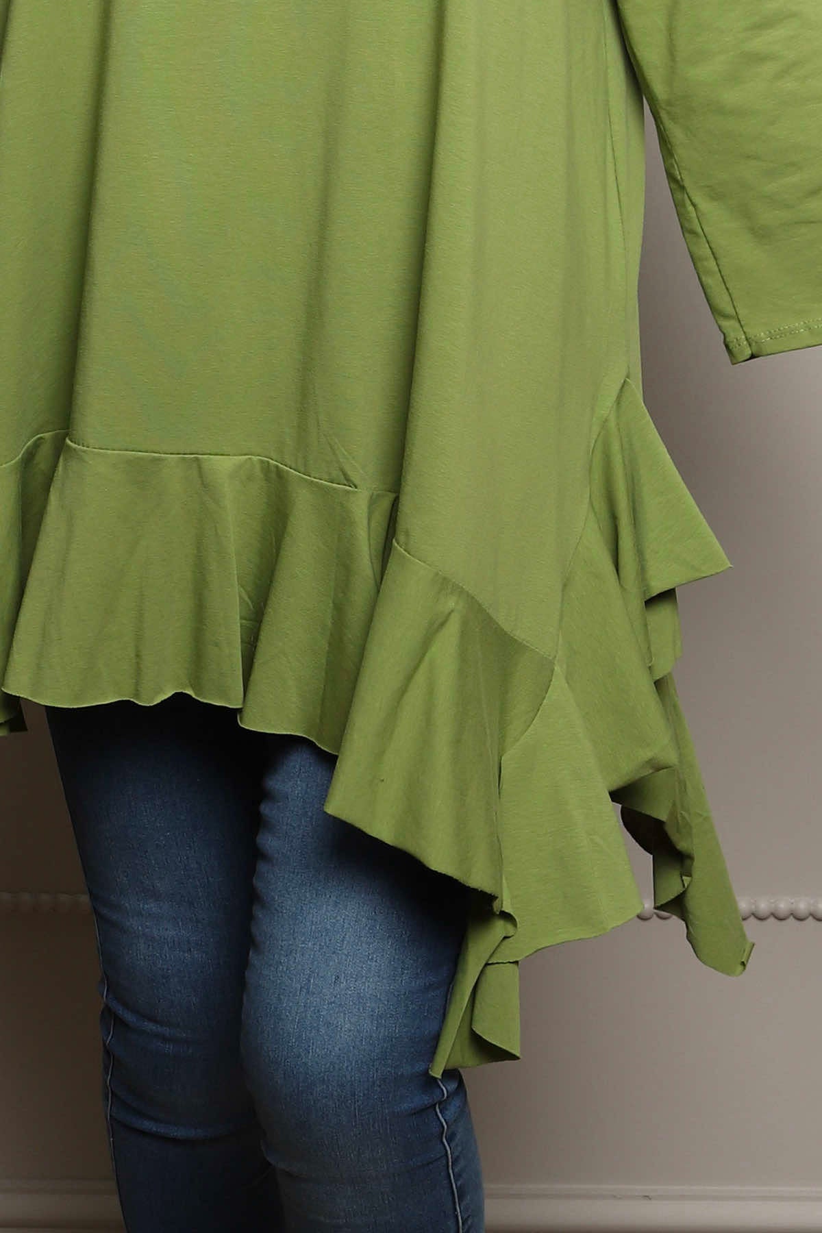 Carey Frill Cotton Top Olive