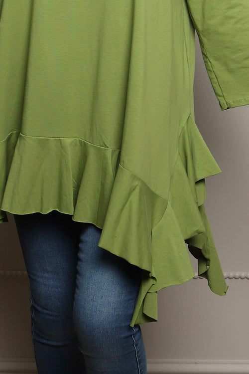 Carey Frill Cotton Top Olive - Image 3