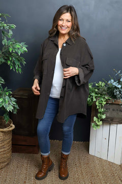 Justina Needlecord Shirt Cocoa