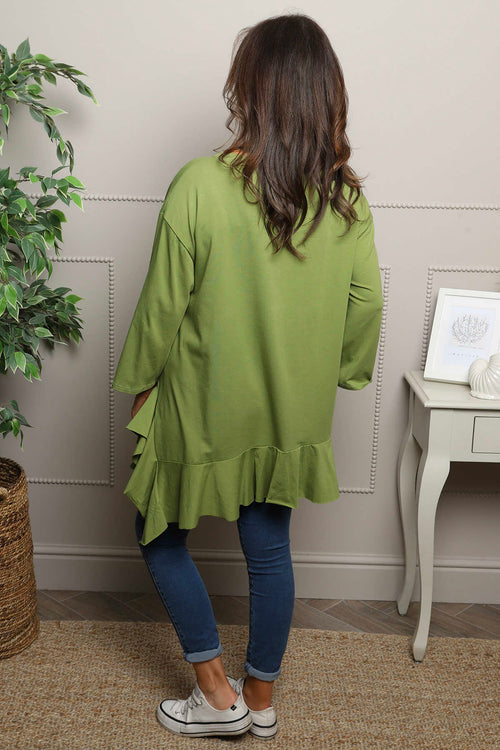 Carey Frill Cotton Top Olive - Image 4
