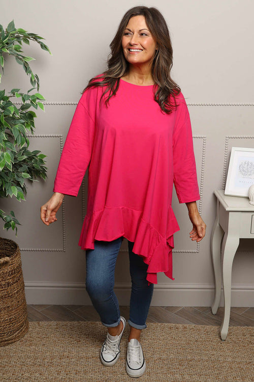 Carey Frill Cotton Top Fuchsia - Image 2