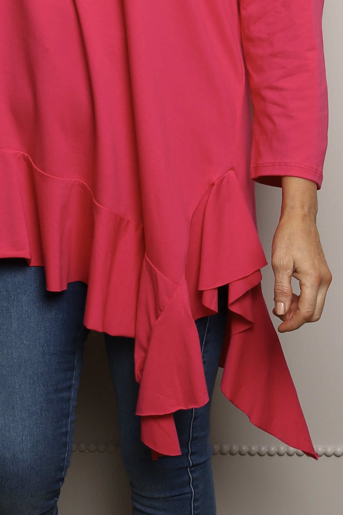 Carey Frill Cotton Top Fuchsia