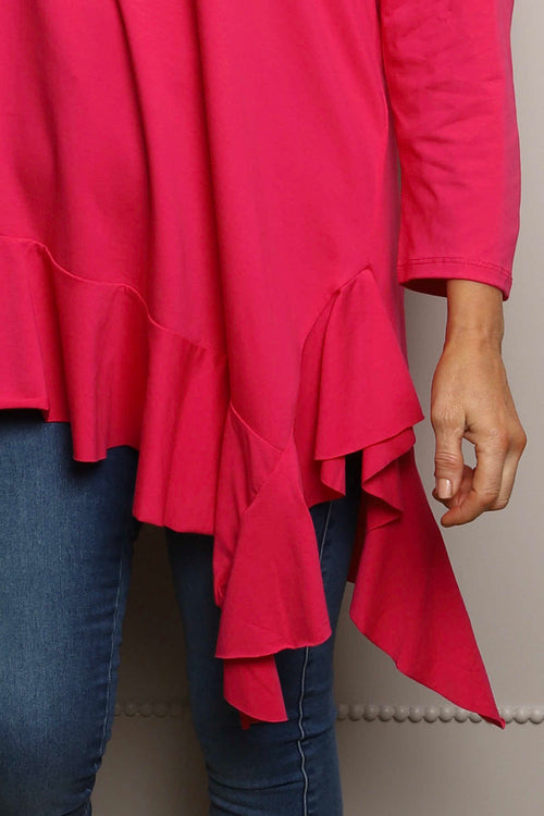 Carey Frill Cotton Top Fuchsia - Image 3