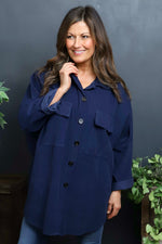 Justina Needlecord Shirt Navy Navy - Justina Needlecord Shirt Navy