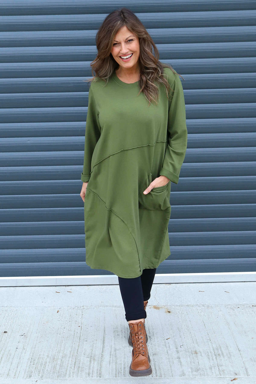 Arlene Pocket Cotton Tunic Olive