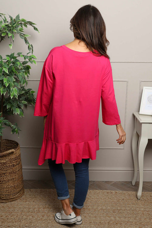 Carey Frill Cotton Top Fuchsia - Image 4