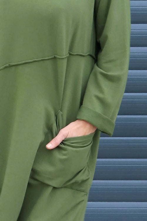 Arlene Pocket Cotton Tunic Olive - Image 3