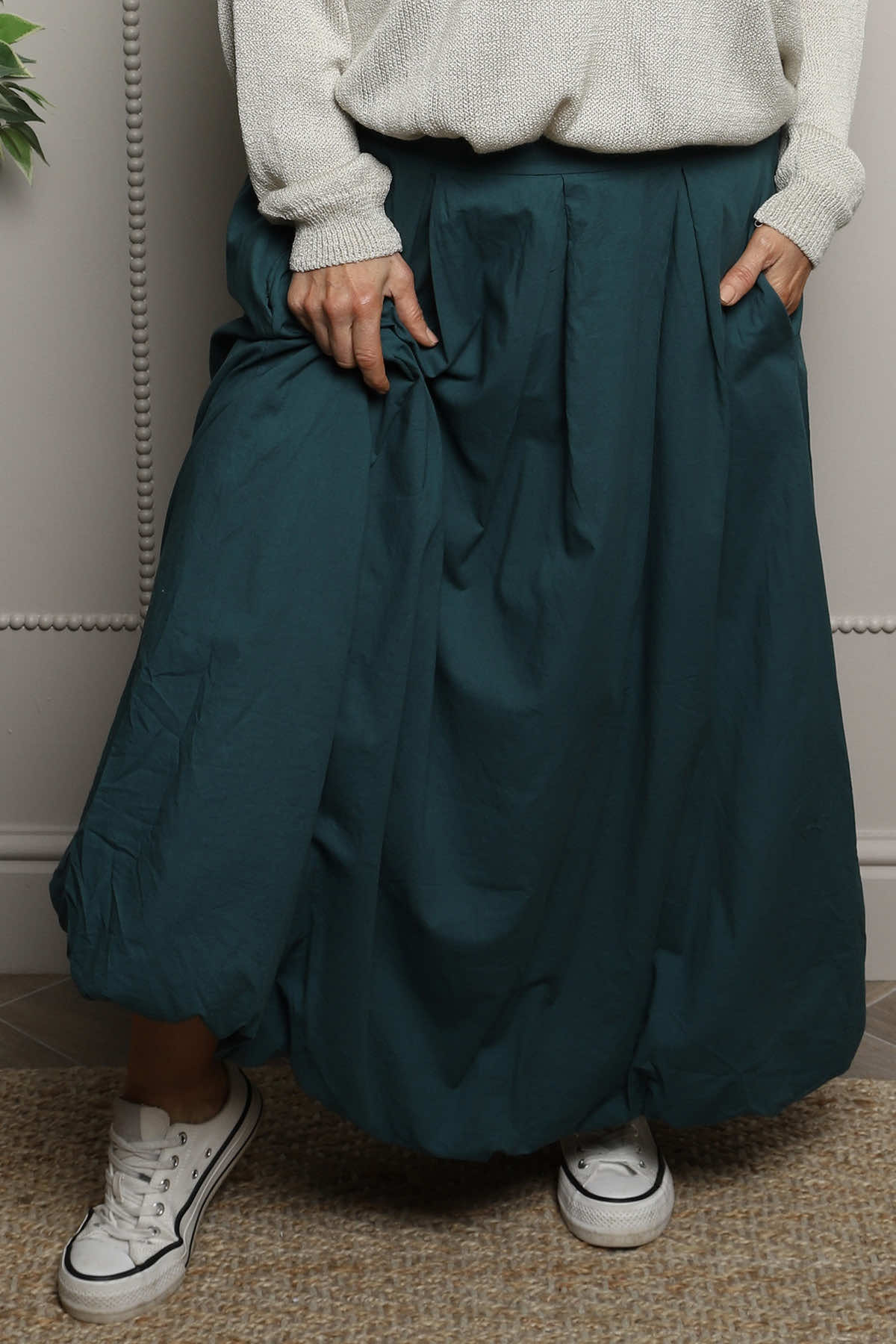 Wilfreda Puffball Cotton Skirt Teal