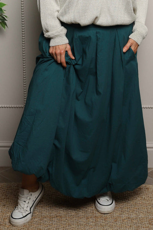 Wilfreda Puffball Cotton Skirt Teal - Image 2