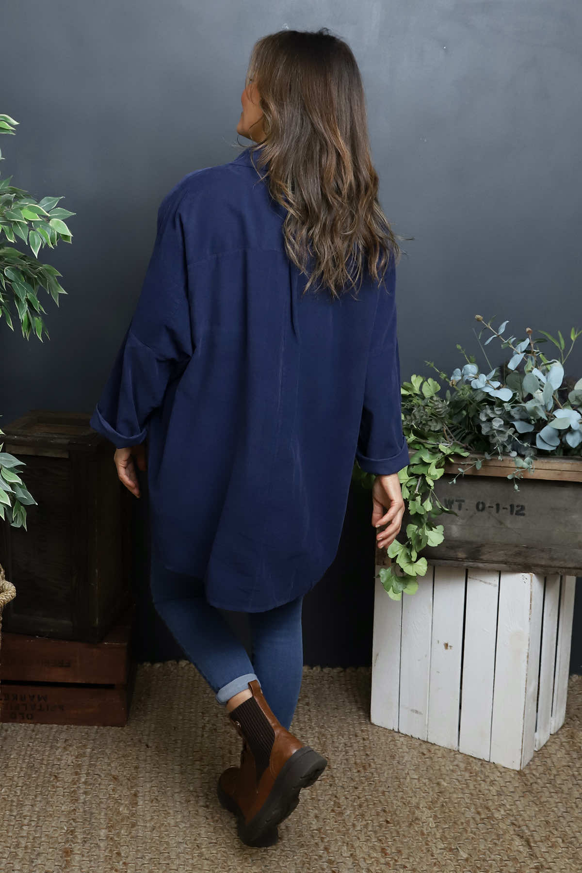 Justina Needlecord Shirt Navy