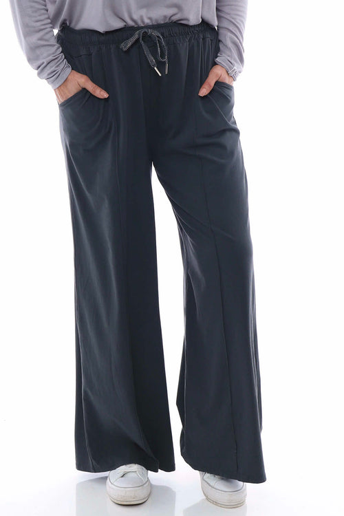 Frida Cotton Trousers Charcoal - Image 3
