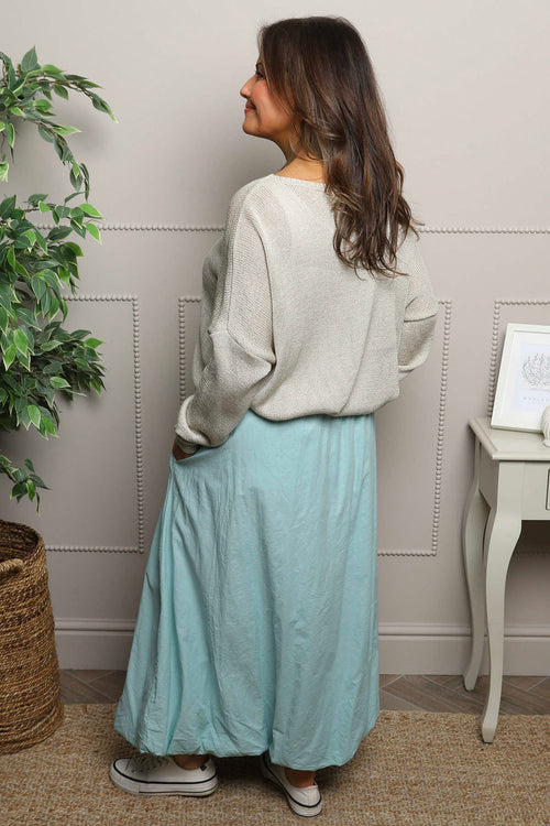 Wilfreda Puffball Cotton Skirt Sage Green - Image 4