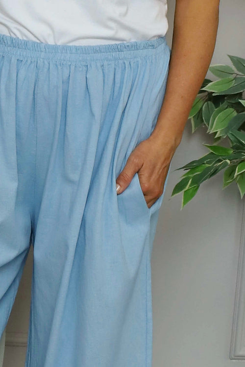 Daphne Linen Trousers Light Blue - Image 3