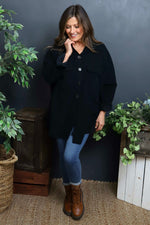 Justina Needlecord Shirt Black Black - Justina Needlecord Shirt Black