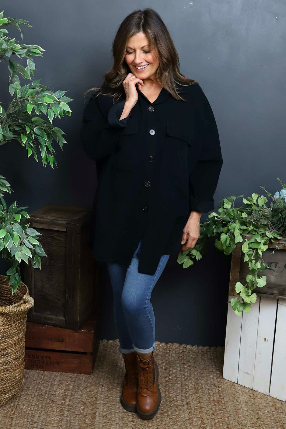 Justina Needlecord Shirt Black