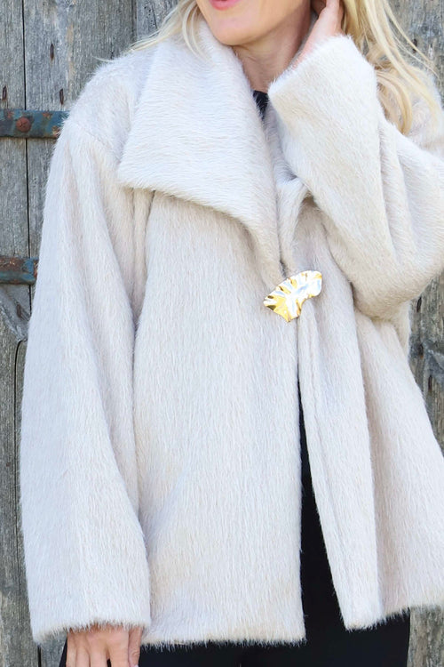 Christine Fluffy Jacket Stone - Image 3