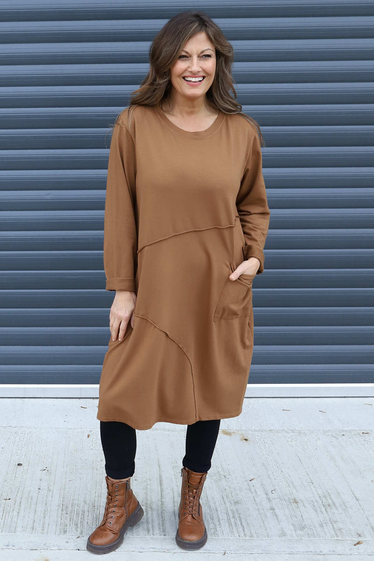 Arlene Pocket Cotton Tunic Nutmeg