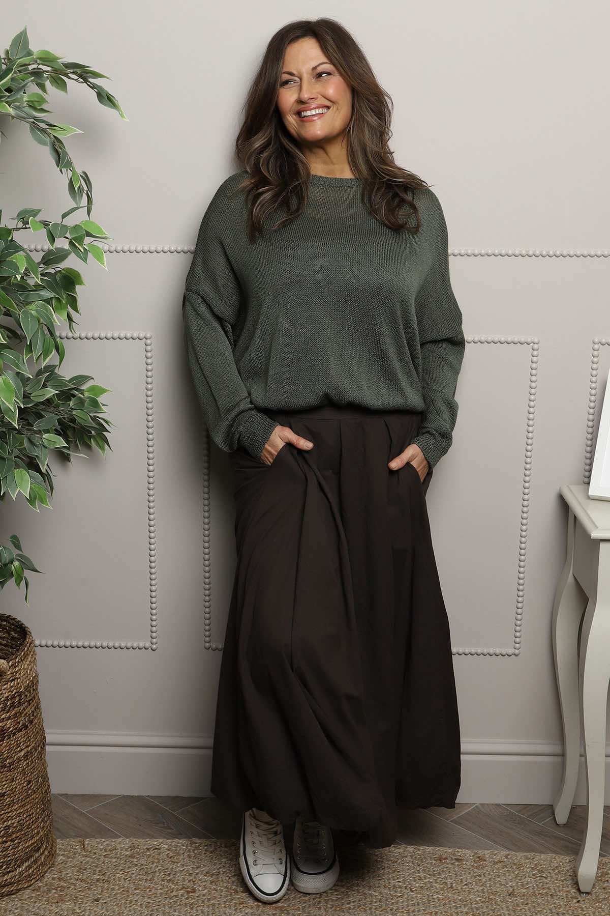 Wilfreda Puffball Cotton Skirt Cocoa