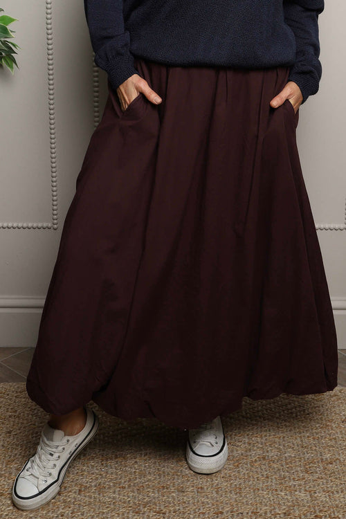 Wilfreda Puffball Cotton Skirt Burgundy - Image 2