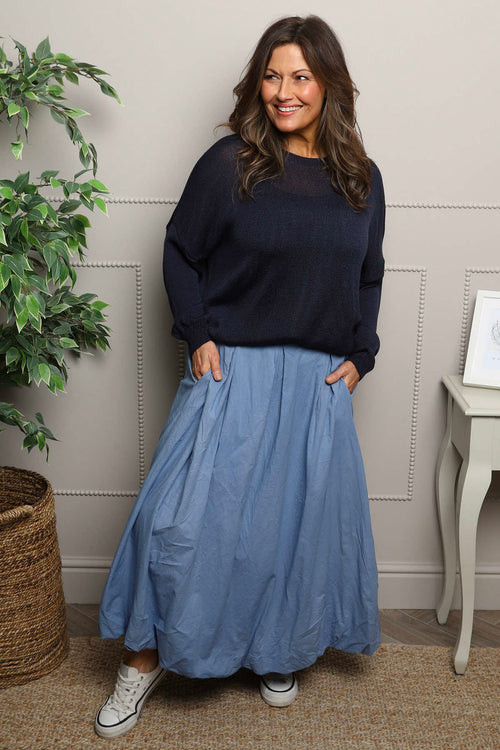 Wilfreda Puffball Cotton Skirt Blue - Image 1