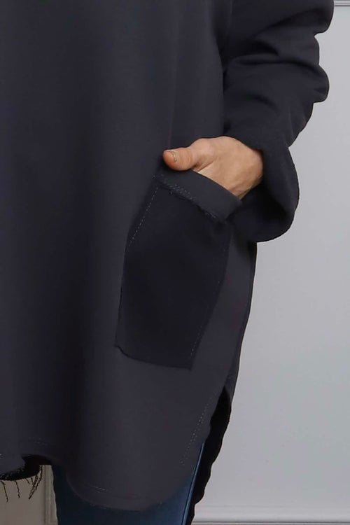 Katherine Cowl Pocket Top Charcoal - Image 3