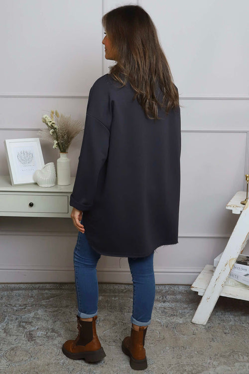 Katherine Cowl Pocket Top Charcoal - Image 4