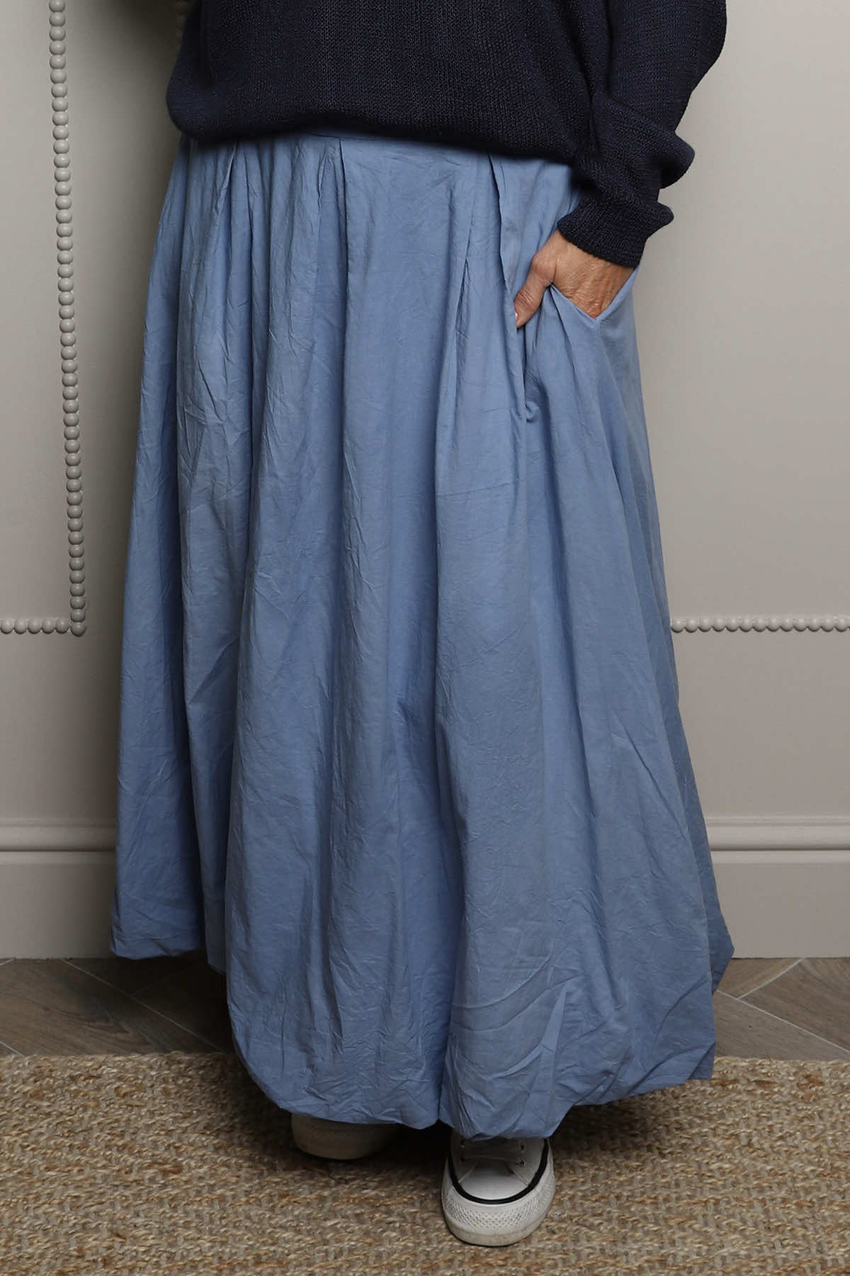 Wilfreda Puffball Cotton Skirt Blue