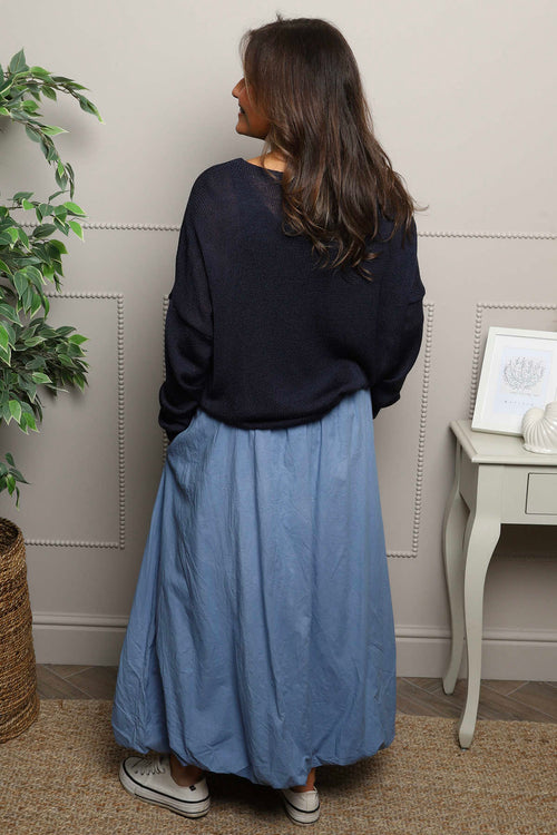 Wilfreda Puffball Cotton Skirt Blue - Image 4