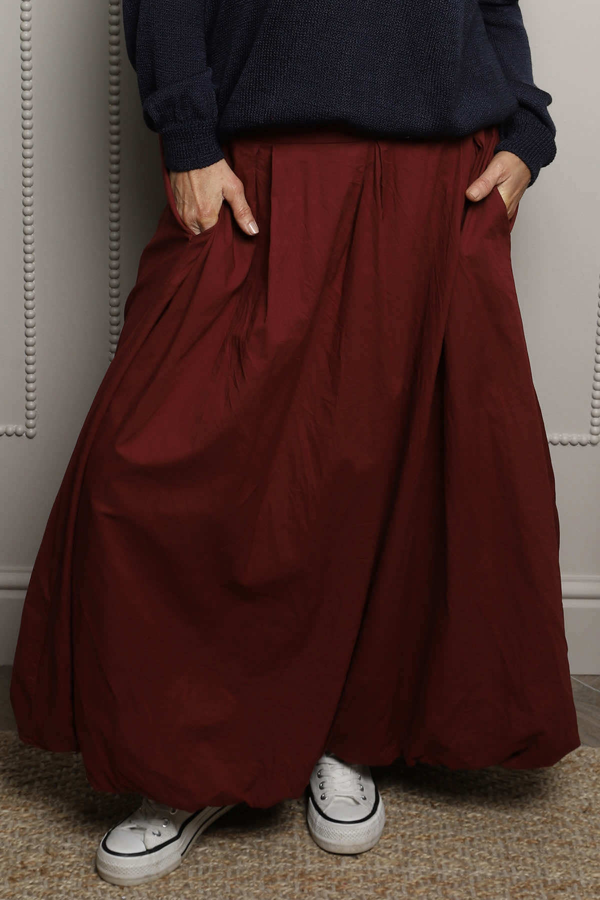 Wilfreda Puffball Cotton Skirt Wine