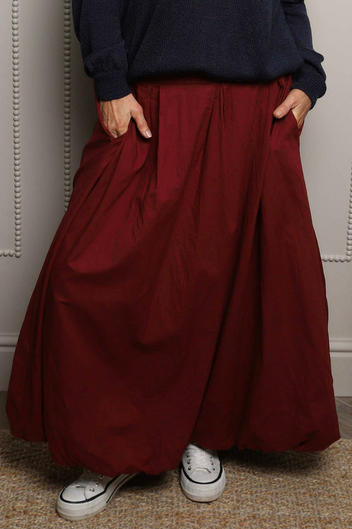 Wilfreda Puffball Cotton Skirt Wine - Image 2