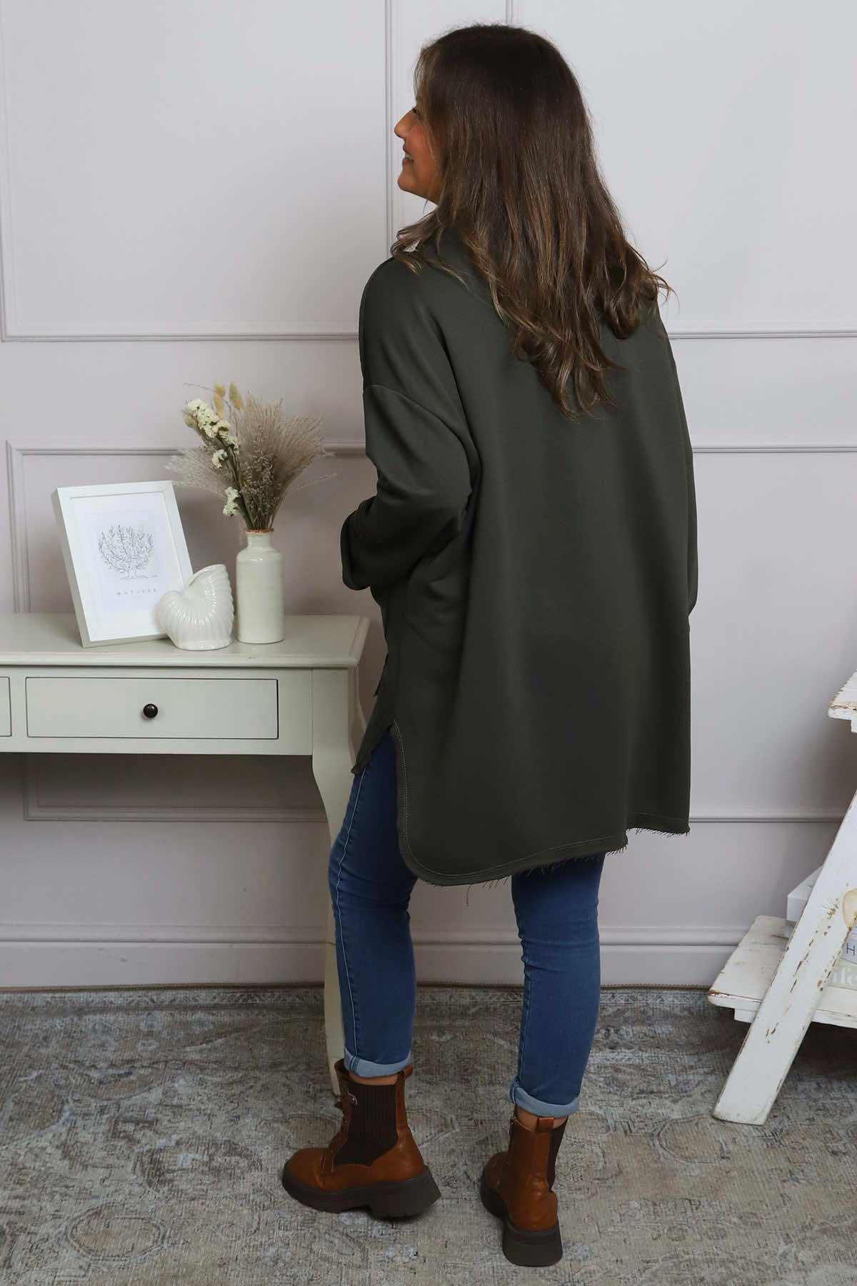 Katherine Cowl Pocket Top Khaki