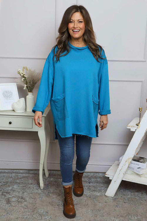 Katherine Cowl Pocket Top Teal - Image 3