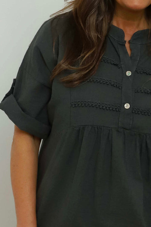 Arlette Linen Top Charcoal - Image 3