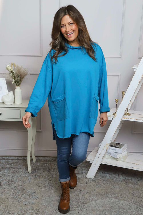 Katherine Cowl Pocket Top Teal
